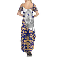 Honduras Family Matching Summer Maxi Dress and Hawaiian Shirt National Emblem Blended with Traditional Patterns - Cultural Heritage Design