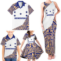 Honduras Family Matching Tank Maxi Dress and Hawaiian Shirt National Emblem Blended with Traditional Patterns - Cultural Heritage Design