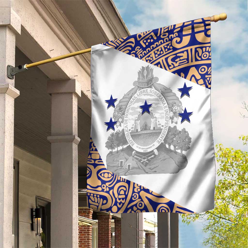 Honduras Garden Flag National Emblem Blended with Traditional Patterns - Cultural Heritage Design
