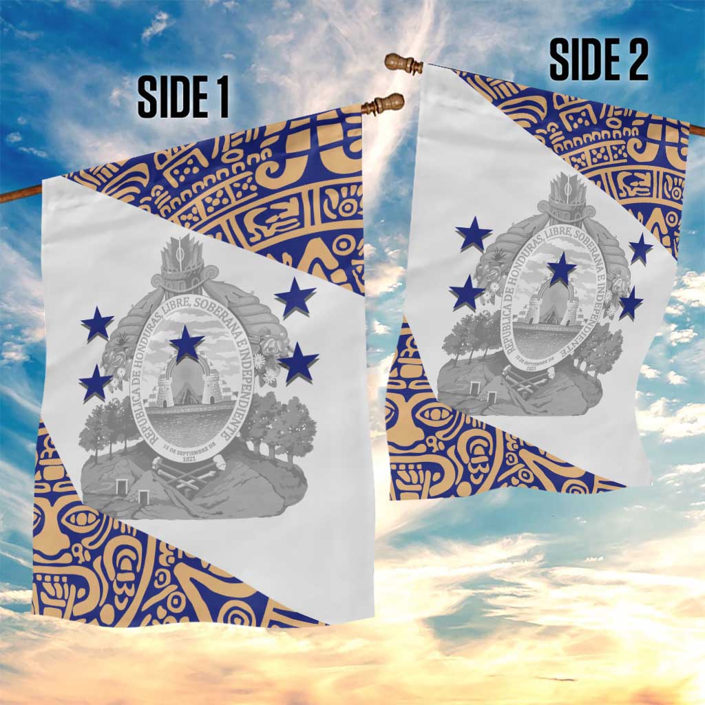 Honduras Garden Flag National Emblem Blended with Traditional Patterns - Cultural Heritage Design