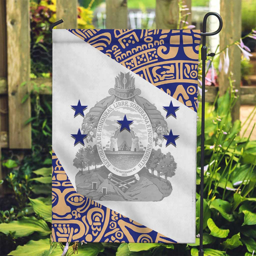 Honduras Garden Flag National Emblem Blended with Traditional Patterns - Cultural Heritage Design