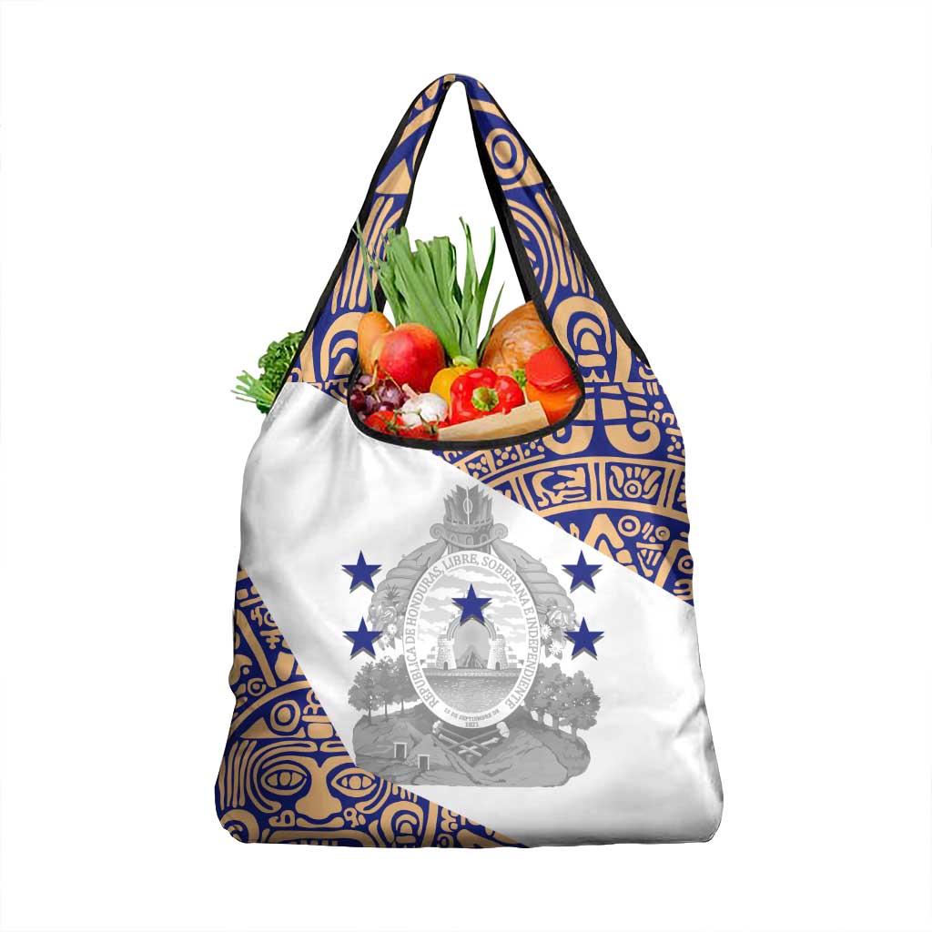 Honduras Grocery Bag National Emblem Blended with Traditional Patterns - Cultural Heritage Design