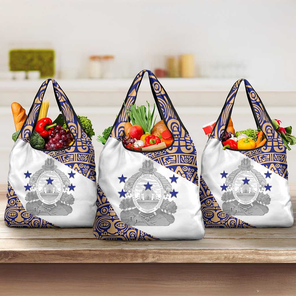 Honduras Grocery Bag National Emblem Blended with Traditional Patterns - Cultural Heritage Design