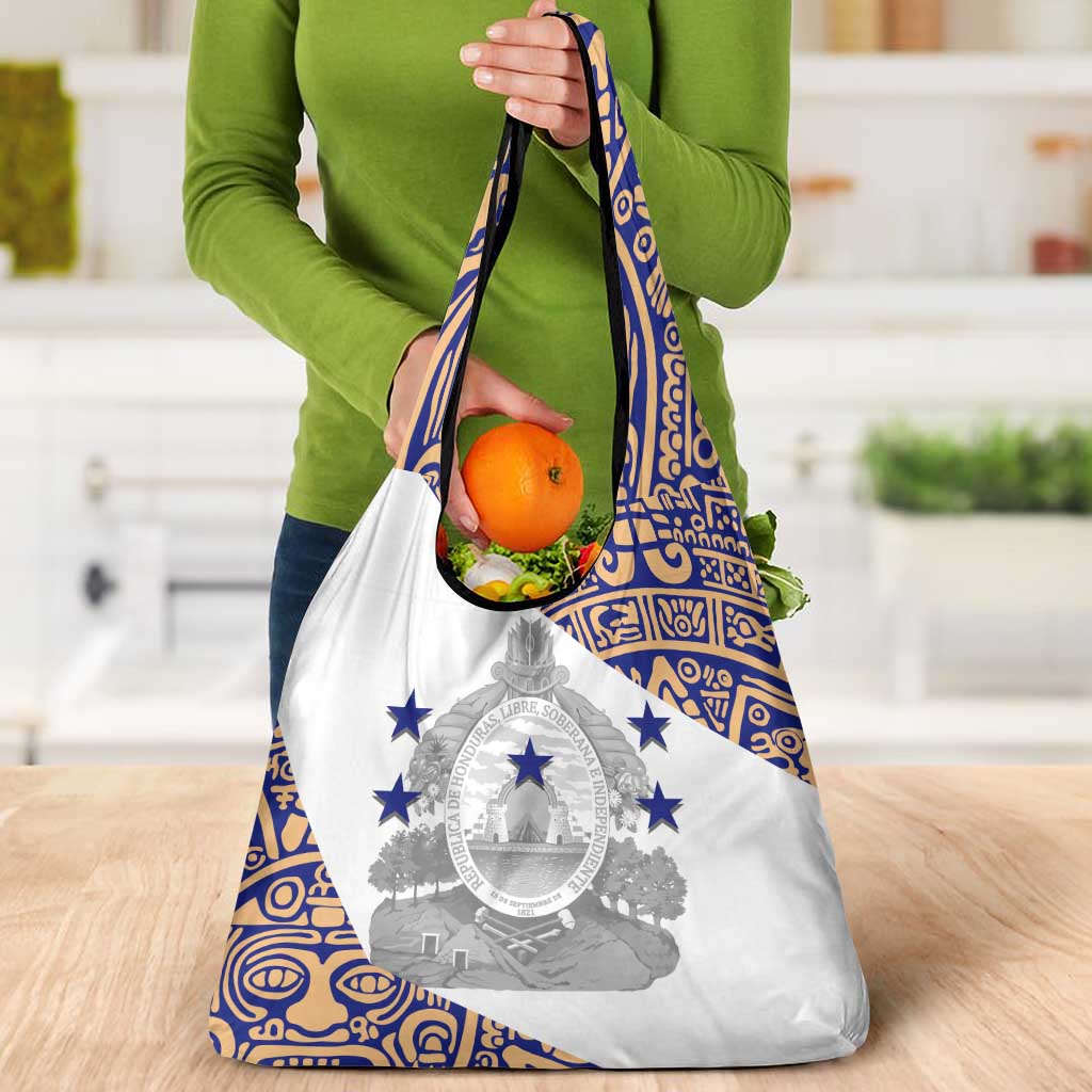 Honduras Grocery Bag National Emblem Blended with Traditional Patterns - Cultural Heritage Design