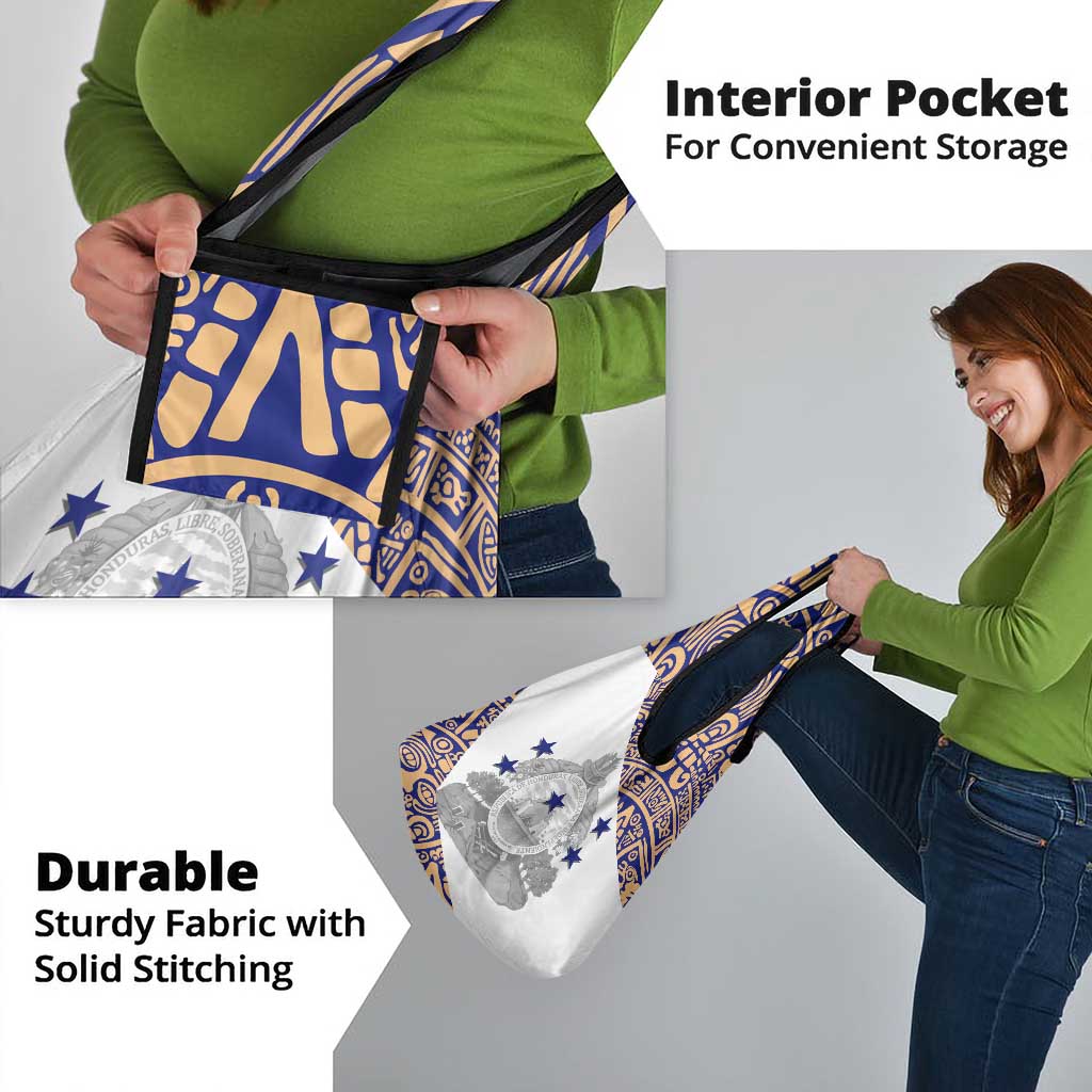 Honduras Grocery Bag National Emblem Blended with Traditional Patterns - Cultural Heritage Design