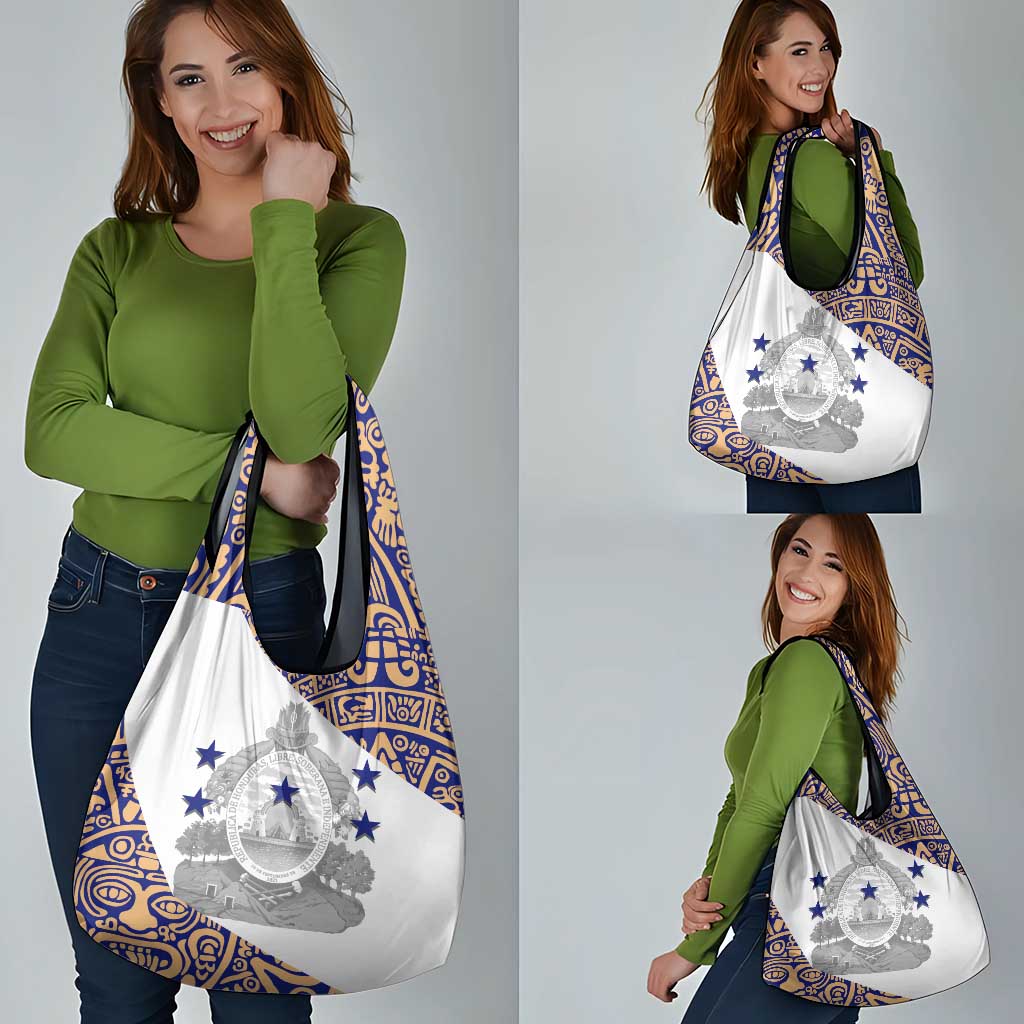 Honduras Grocery Bag National Emblem Blended with Traditional Patterns - Cultural Heritage Design