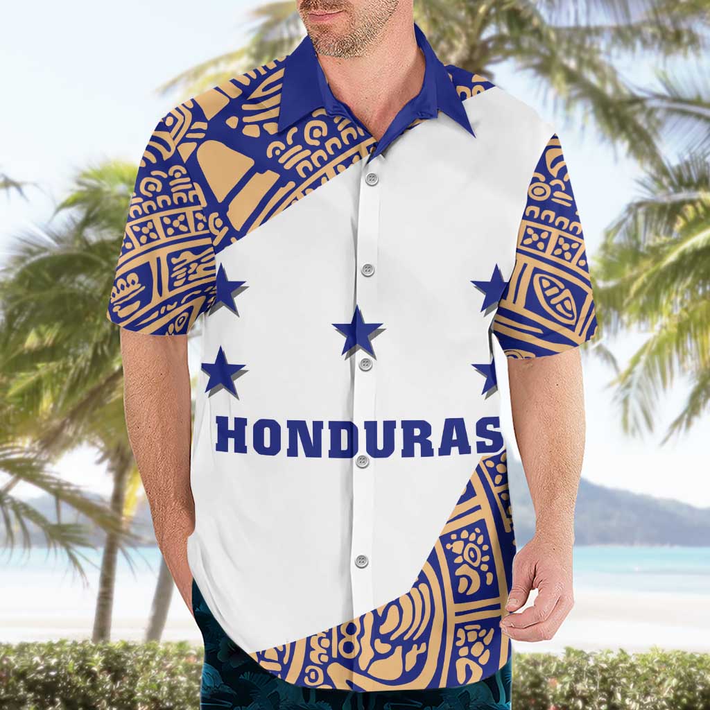Honduras Hawaiian Shirt National Emblem Blended with Traditional Patterns - Cultural Heritage Design