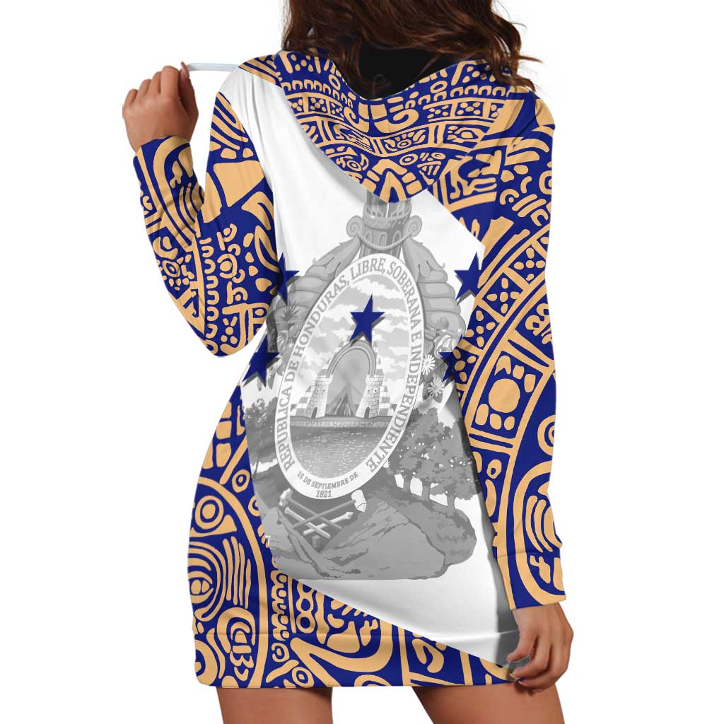 Honduras Hoodie Dress National Emblem Blended with Traditional Patterns - Cultural Heritage Design