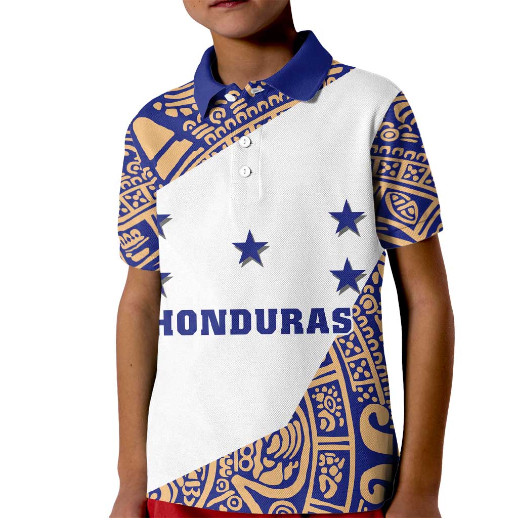 Honduras Kid Polo Shirt National Emblem Blended with Traditional Patterns - Cultural Heritage Design