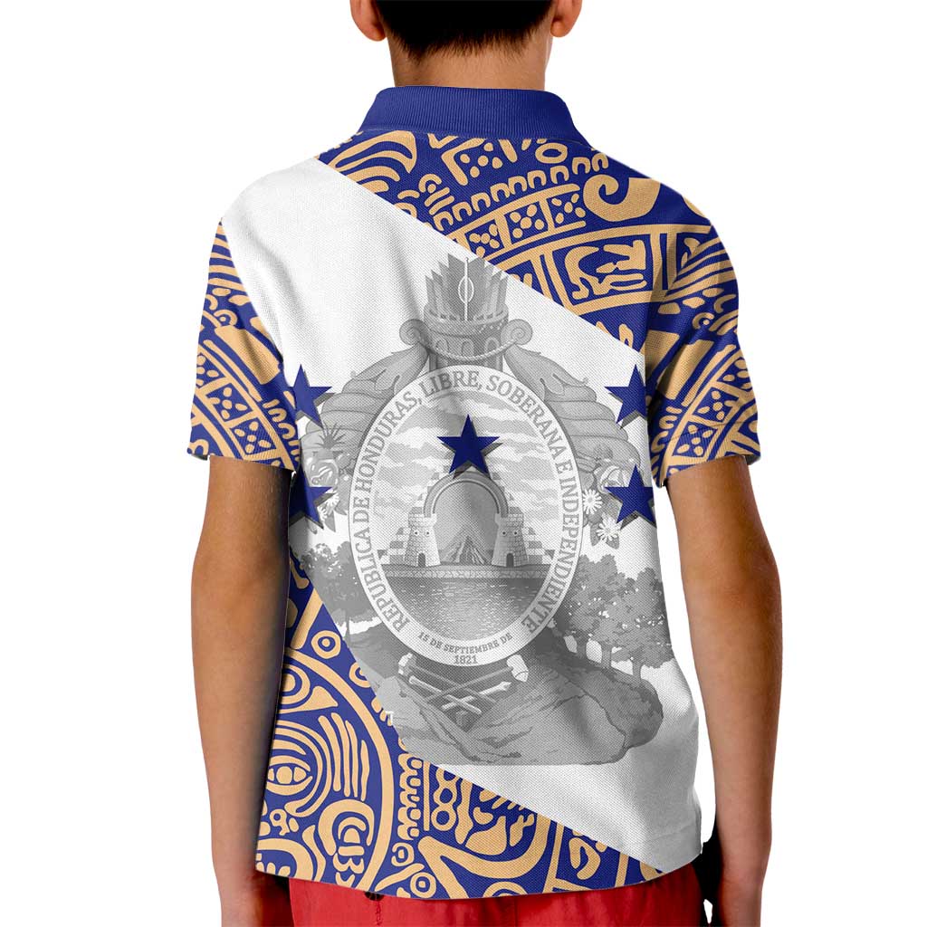 Honduras Kid Polo Shirt National Emblem Blended with Traditional Patterns - Cultural Heritage Design