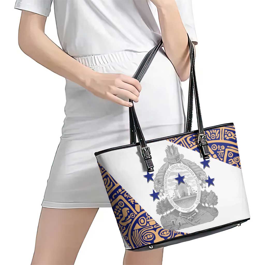 Honduras Leather Tote Bag National Emblem Blended with Traditional Patterns - Cultural Heritage Design