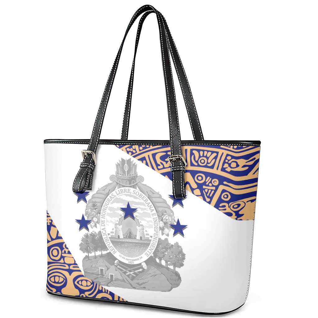 Honduras Leather Tote Bag National Emblem Blended with Traditional Patterns - Cultural Heritage Design