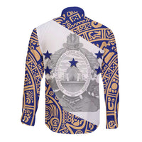 Honduras Long Sleeve Button Shirt National Emblem Blended with Traditional Patterns - Cultural Heritage Design