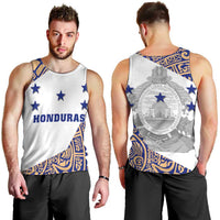 Honduras Men Tank Top National Emblem Blended with Traditional Patterns - Cultural Heritage Design