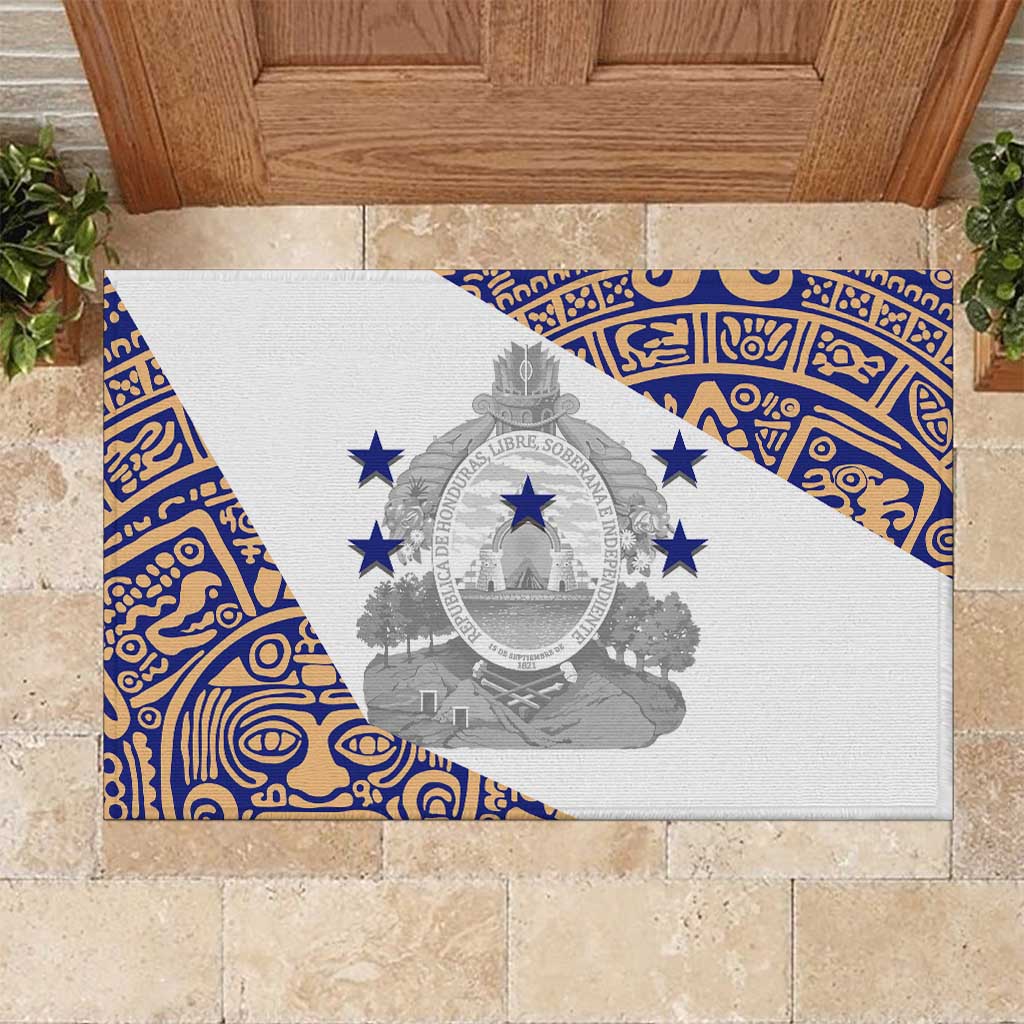 Honduras Rubber Doormat National Emblem Blended with Traditional Patterns - Cultural Heritage Design