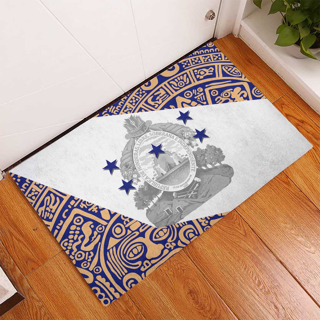 Honduras Rubber Doormat National Emblem Blended with Traditional Patterns - Cultural Heritage Design