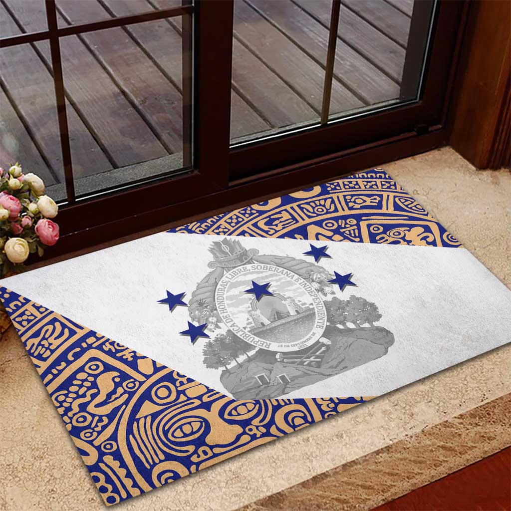 Honduras Rubber Doormat National Emblem Blended with Traditional Patterns - Cultural Heritage Design