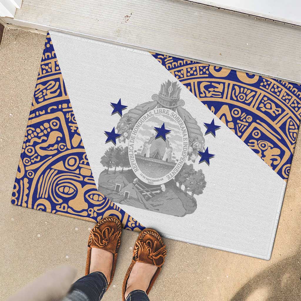 Honduras Rubber Doormat National Emblem Blended with Traditional Patterns - Cultural Heritage Design