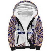 Honduras Sherpa Hoodie National Emblem Blended with Traditional Patterns - Cultural Heritage Design