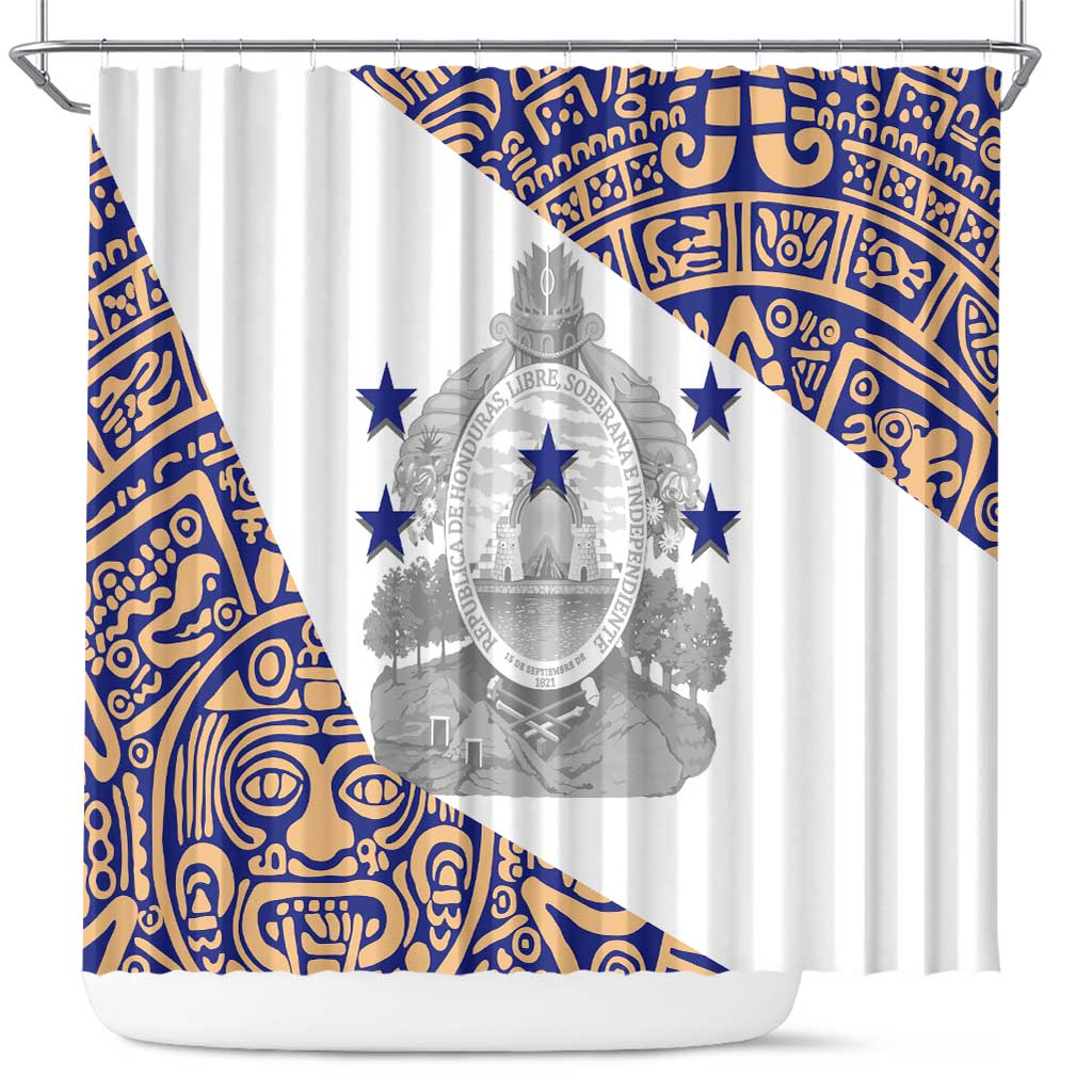 Honduras Shower Curtain National Emblem Blended with Traditional Patterns - Cultural Heritage Design