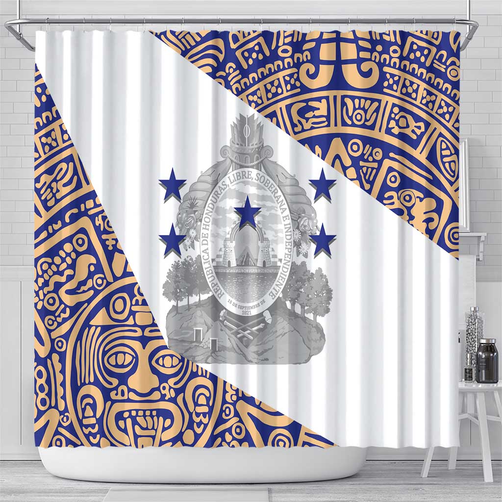 Honduras Shower Curtain National Emblem Blended with Traditional Patterns - Cultural Heritage Design