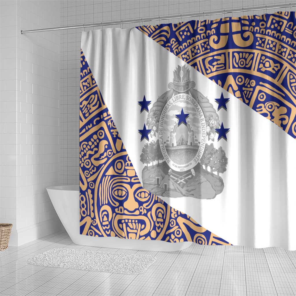 Honduras Shower Curtain National Emblem Blended with Traditional Patterns - Cultural Heritage Design