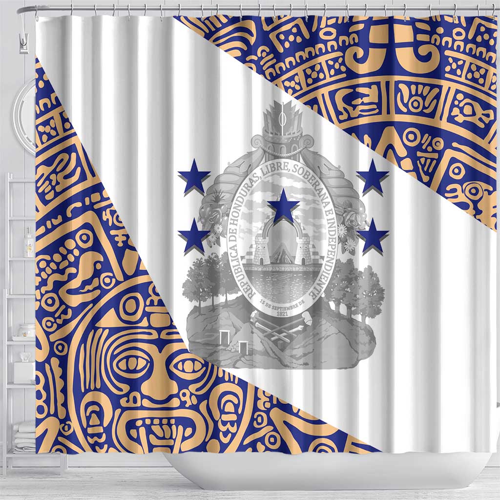 Honduras Shower Curtain National Emblem Blended with Traditional Patterns - Cultural Heritage Design