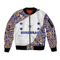 Honduras Sleeve Zip Bomber Jacket National Emblem Blended with Traditional Patterns - Cultural Heritage Design