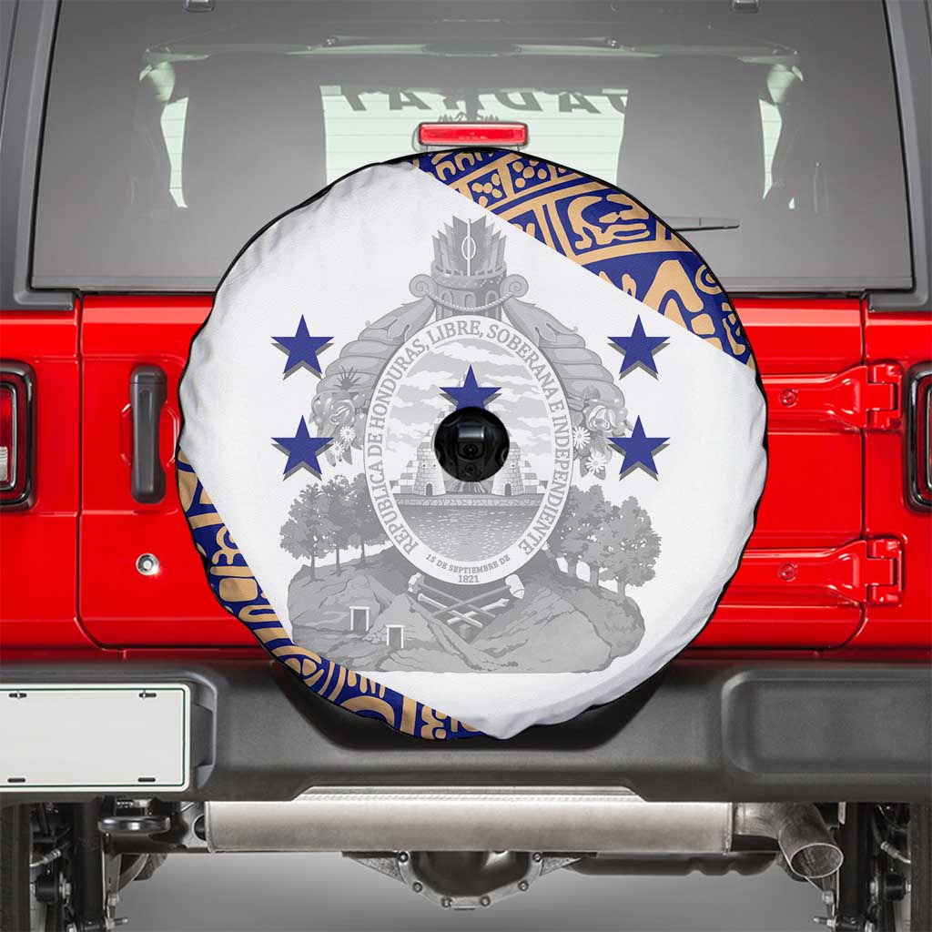 Honduras Spare Tire Cover National Emblem Blended with Traditional Patterns - Cultural Heritage Design