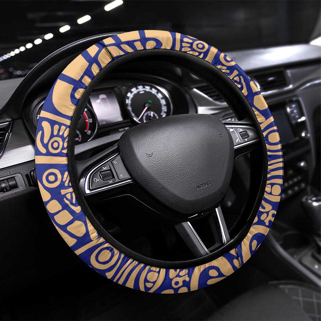 Honduras Steering Wheel Cover National Emblem Blended with Traditional Patterns - Cultural Heritage Design