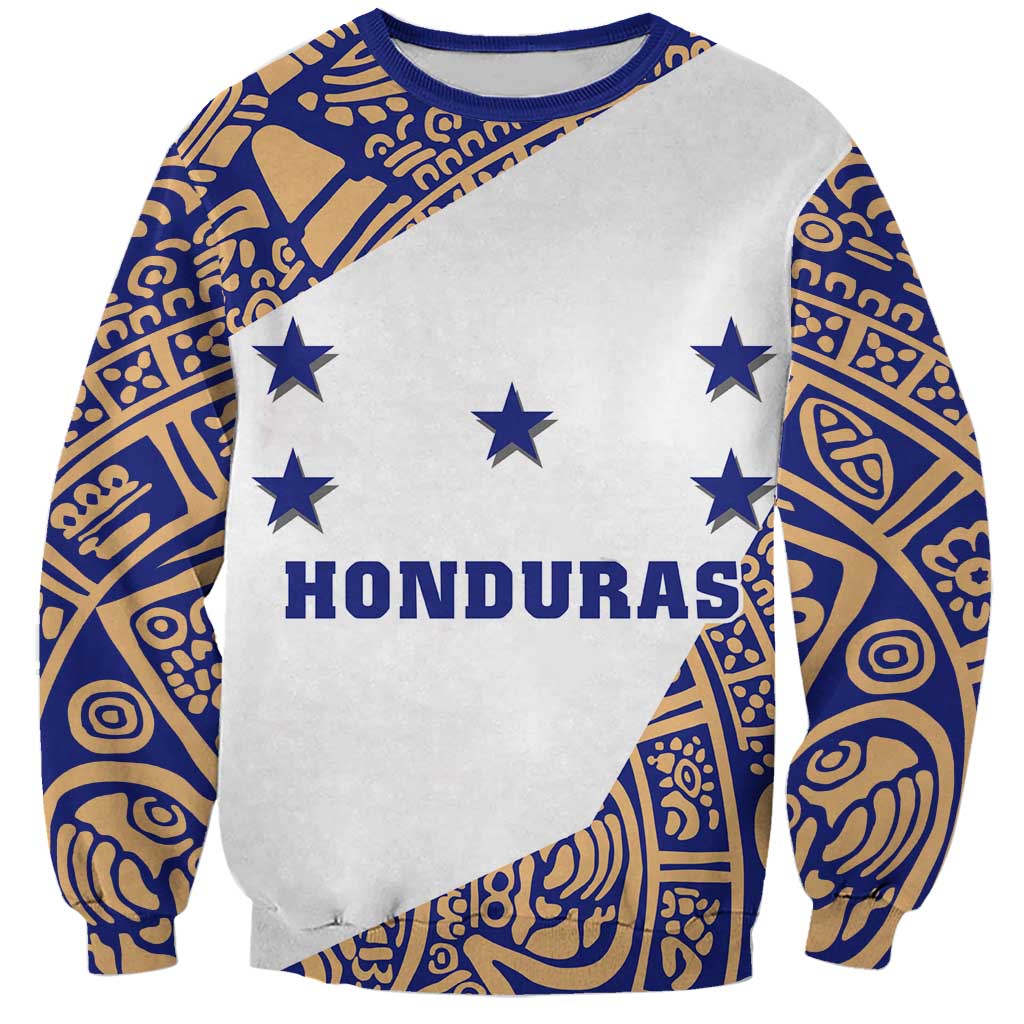 Honduras Sweatshirt National Emblem Blended with Traditional Patterns - Cultural Heritage Design