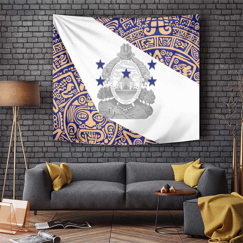 Honduras Tapestry National Emblem Blended with Traditional Patterns - Cultural Heritage Design