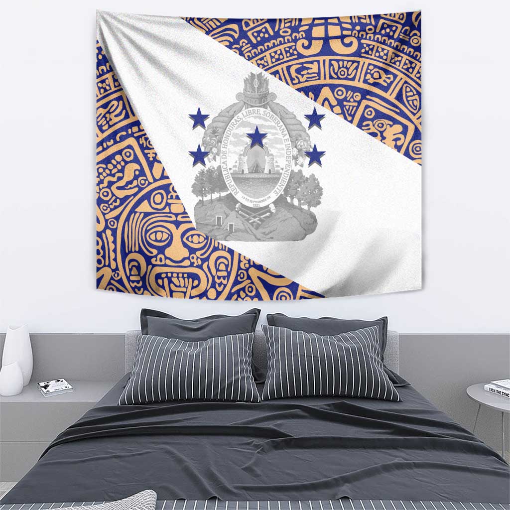 Honduras Tapestry National Emblem Blended with Traditional Patterns - Cultural Heritage Design