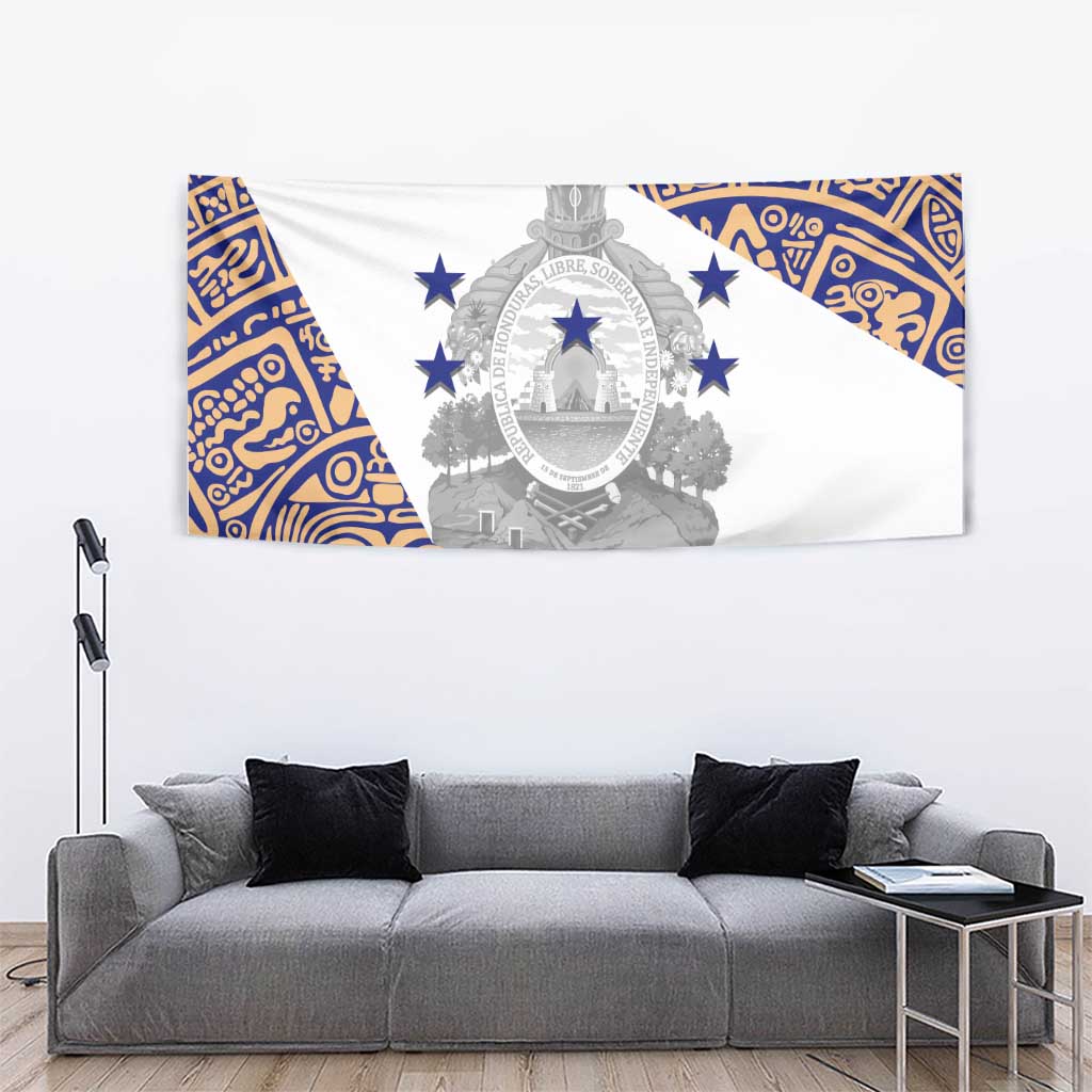 Honduras Tapestry National Emblem Blended with Traditional Patterns - Cultural Heritage Design