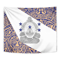 Honduras Tapestry National Emblem Blended with Traditional Patterns - Cultural Heritage Design