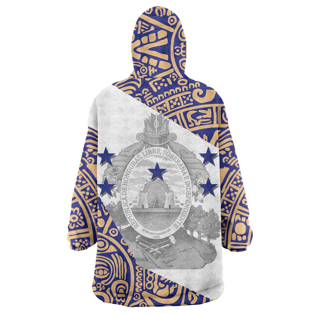 Honduras Wearable Blanket Hoodie National Emblem Blended with Traditional Patterns - Cultural Heritage Design