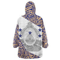Honduras Wearable Blanket Hoodie National Emblem Blended with Traditional Patterns - Cultural Heritage Design