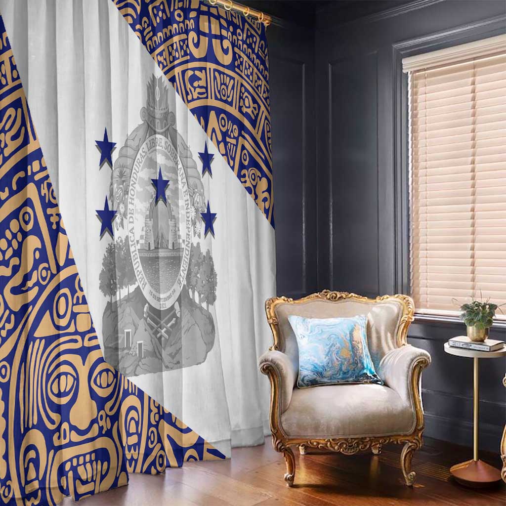 Honduras Window Curtain National Emblem Blended with Traditional Patterns - Cultural Heritage Design