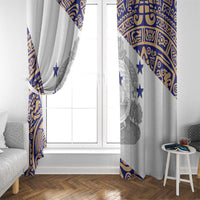 Honduras Window Curtain National Emblem Blended with Traditional Patterns - Cultural Heritage Design