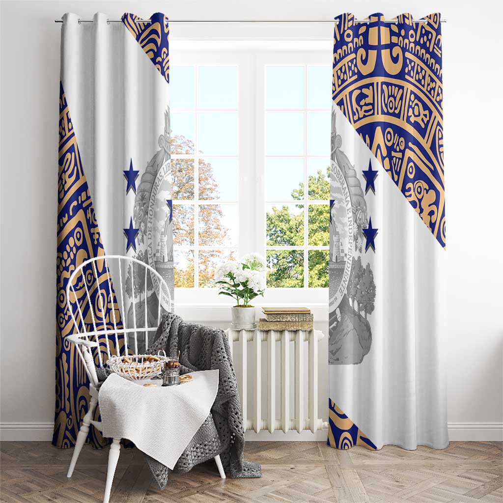 Honduras Window Curtain National Emblem Blended with Traditional Patterns - Cultural Heritage Design