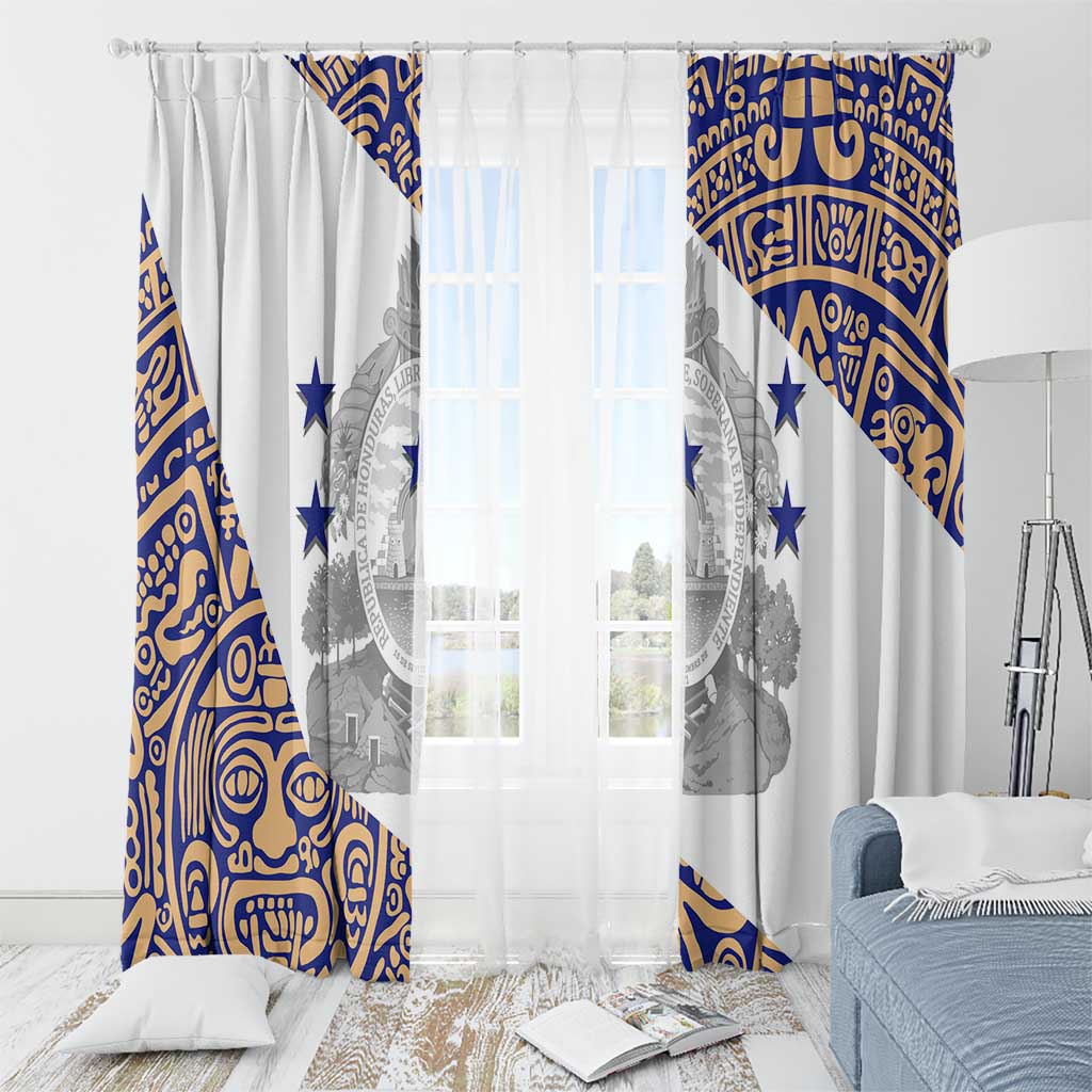 Honduras Window Curtain National Emblem Blended with Traditional Patterns - Cultural Heritage Design