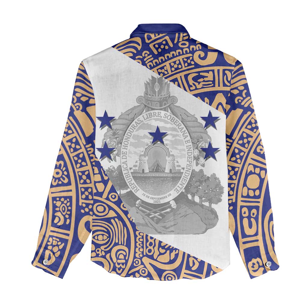 Honduras Women Casual Shirt National Emblem Blended with Traditional Patterns - Cultural Heritage Design