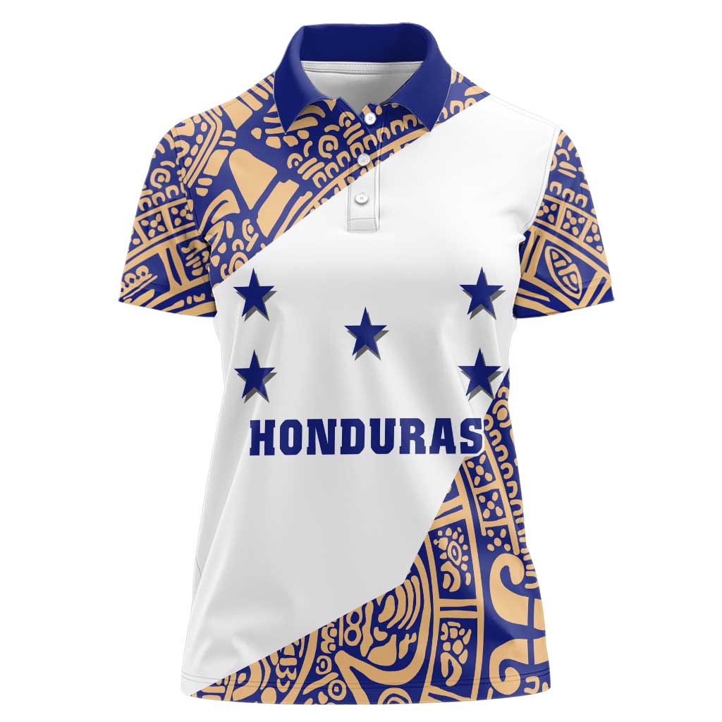 Honduras Women Polo Shirt National Emblem Blended with Traditional Patterns - Cultural Heritage Design