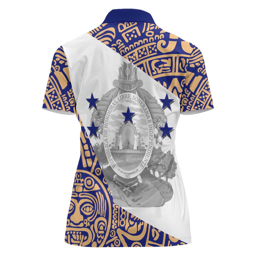 Honduras Women Polo Shirt National Emblem Blended with Traditional Patterns - Cultural Heritage Design