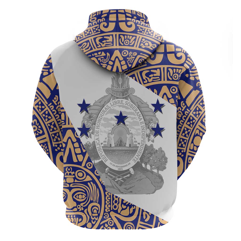 Honduras Zip Hoodie National Emblem Blended with Traditional Patterns - Cultural Heritage Design