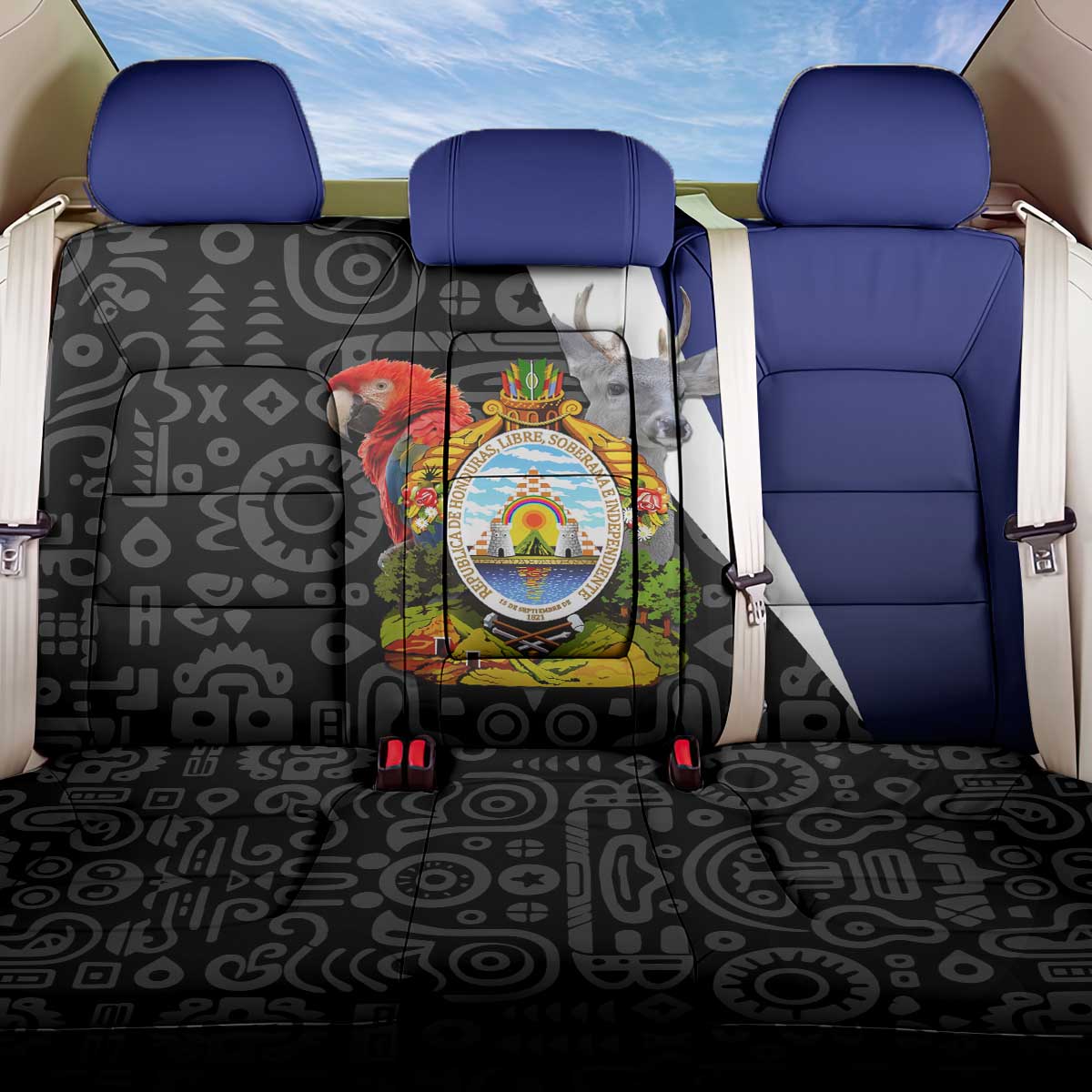 Honduras Coat of Arms Back Car Seat Cover Traditional Patterns & National Symbol