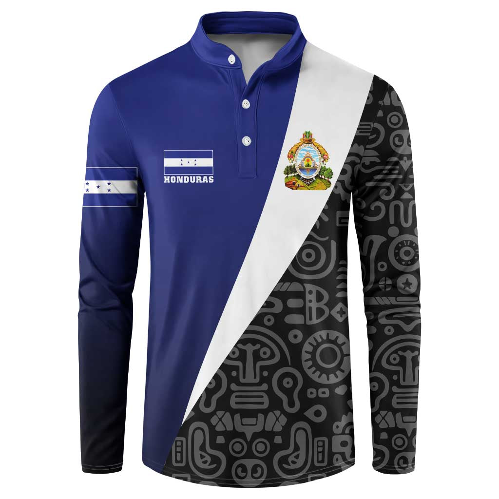 Honduras Coat of Arms Button Sweatshirt Traditional Patterns & National Symbol
