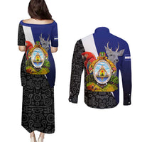 Honduras Coat of Arms Couples Matching Puletasi and Long Sleeve Button Shirt Traditional Patterns & National Symbol