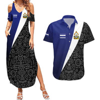 Honduras Coat of Arms Couples Matching Summer Maxi Dress and Hawaiian Shirt Traditional Patterns & National Symbol