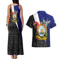 Honduras Coat of Arms Couples Matching Tank Maxi Dress and Hawaiian Shirt Traditional Patterns & National Symbol